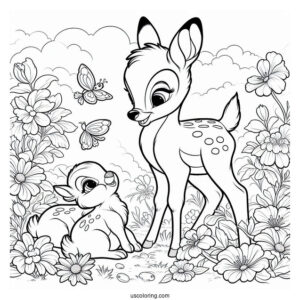 Bambi Talking To Thumper Sisters In Flower Field