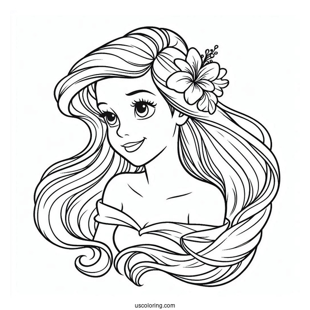 Easy Coloring Page Of Ariel For Kids