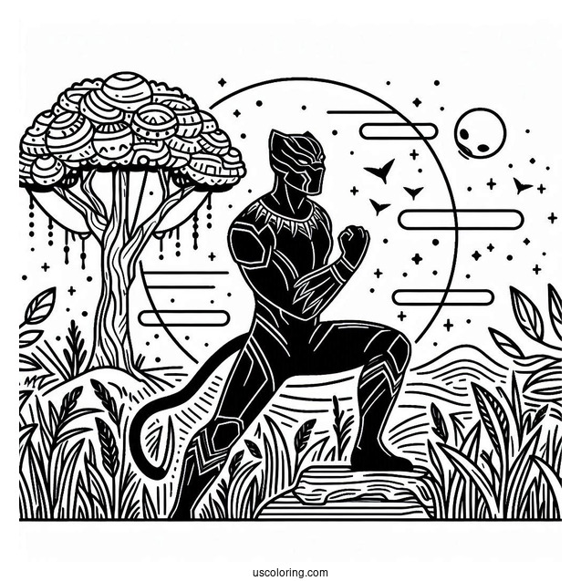 Black Panther In Wakanda Coloring Page