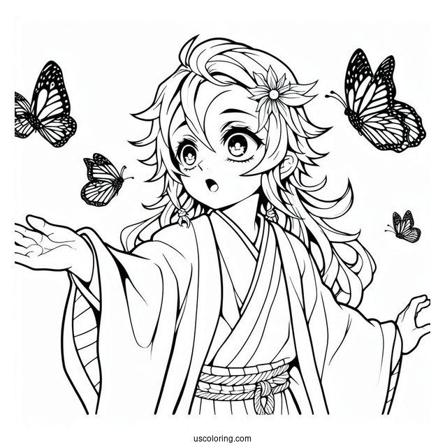 Sweet Tanjiro Coloring Page Catching Kanao Tsuyuri