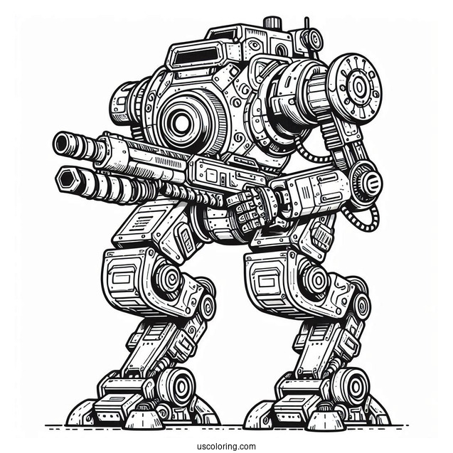 Detailed Combat Robot Coloring Page