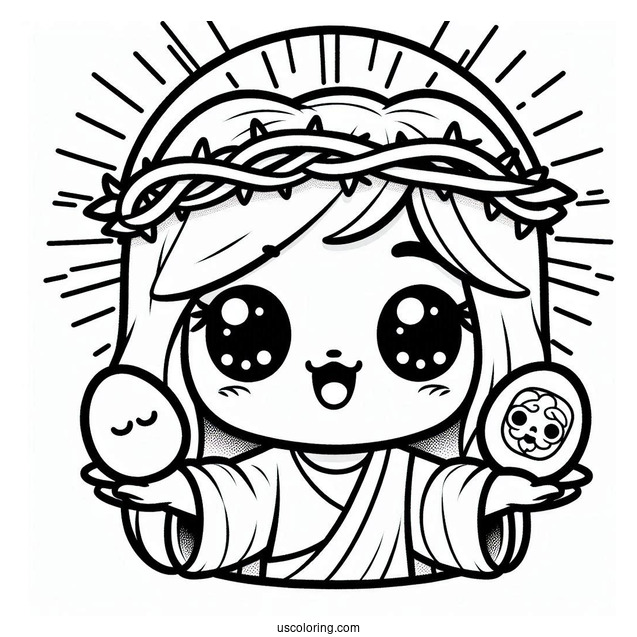 Cute Kawaii Jesus Christ Coloring In