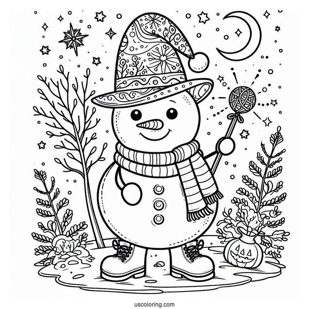 Magical Looking Young Snowman To Color