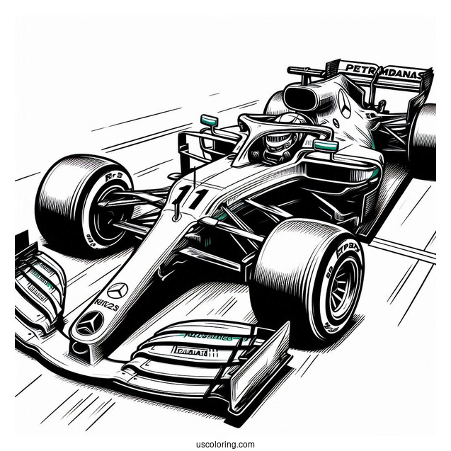 Mercedes W14 F1 Coloring Page Race Car