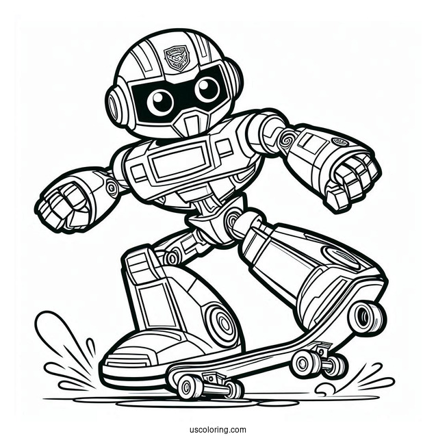 Rescue Bots Coloring Page Of Cody Burns Skateboarding