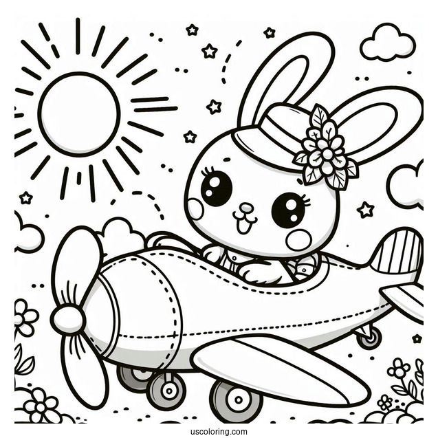 Sunny Bunnies Coloring Page Of Hopper On An Airplane