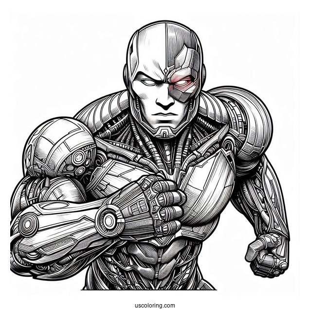 Justice League Coloring Page Of Detailed Cyborg Victor Stone
