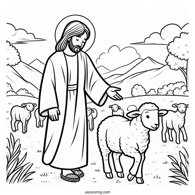 Jesus Coloring Page Finding The Missing Lamb For Kids