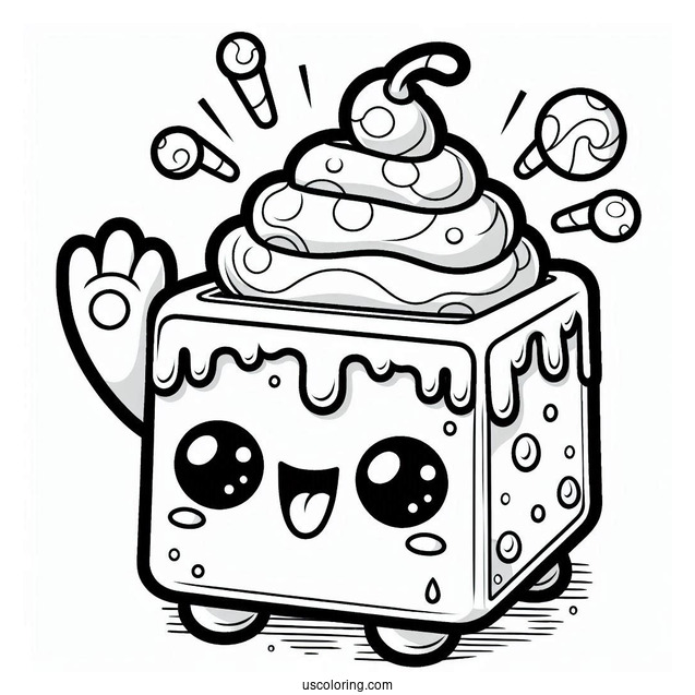Kawaii Wubbox Waving My Singing Monsters Coloring Page