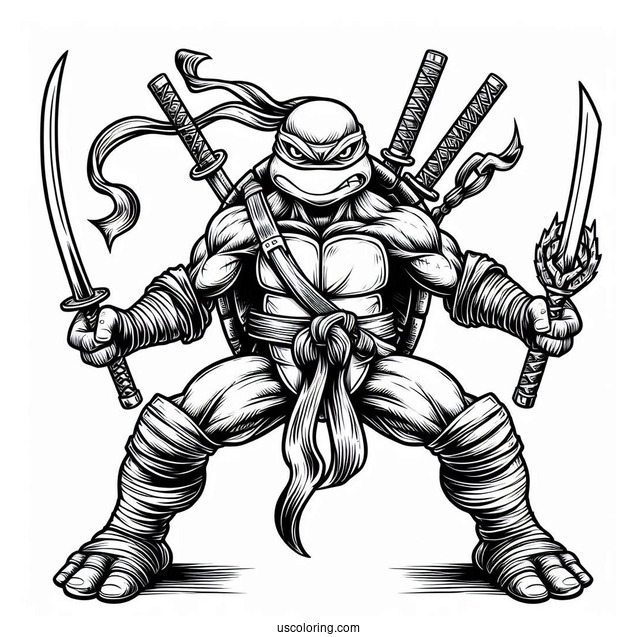 Detailed Ninja Turtles Coloring Page