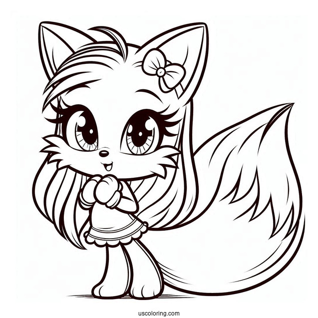 Zooey In Love With Tails Coloring Page
