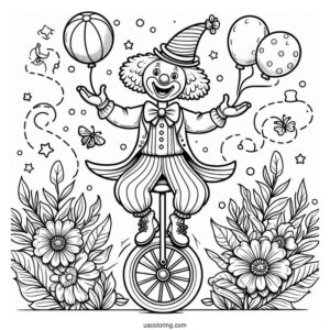 Clown Juggling While On Unicycle