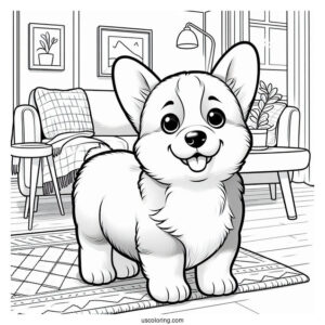 Corgi Puppy In The Living Room