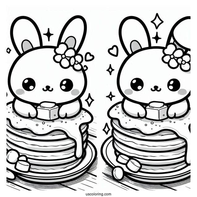 Kawaii Pancake Coloring Page Bunny With Melting Butter