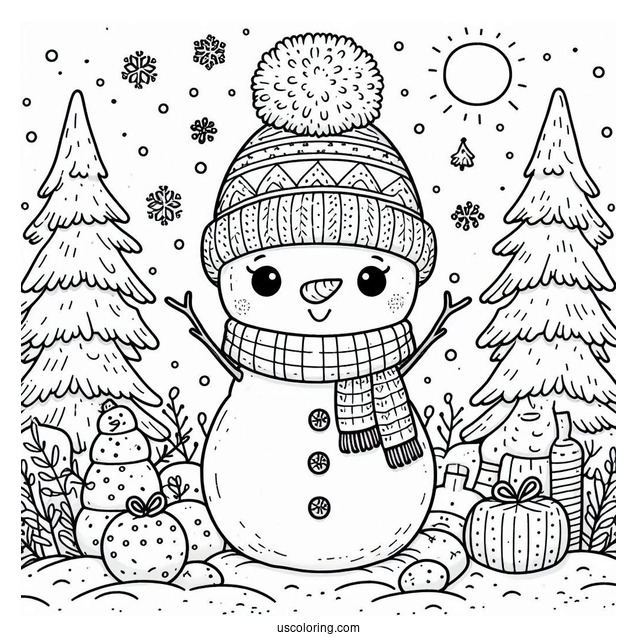 Snowman Girl Coloring Sheet For Kids