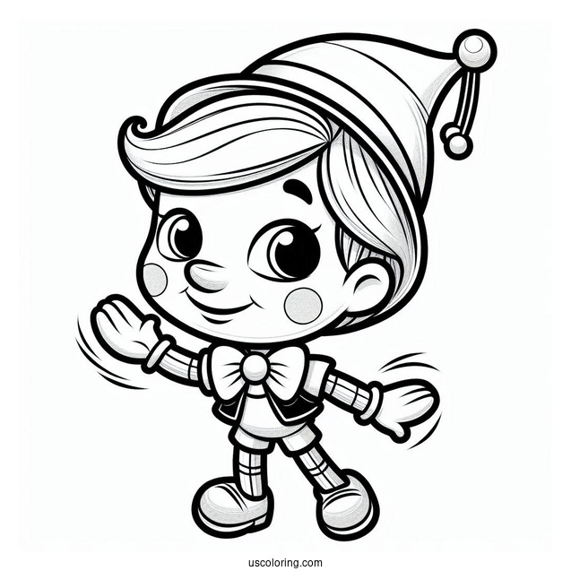 Cute Puppet Pinocchio Coloring Page Dancing For Kids