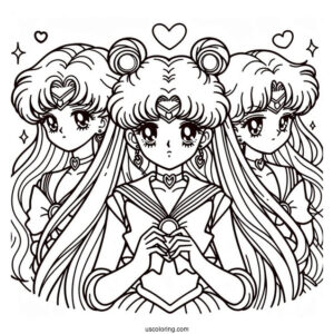 Coloring Page Of Sailor Moon With Sailor Guardians