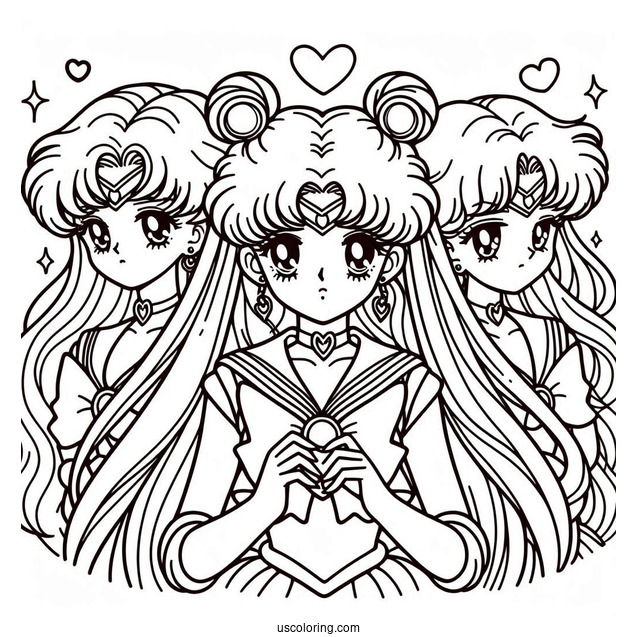 Coloring Page Of Sailor Moon With Sailor Guardians