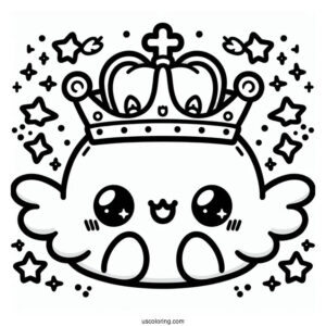 Kawaii Crown Coloring In