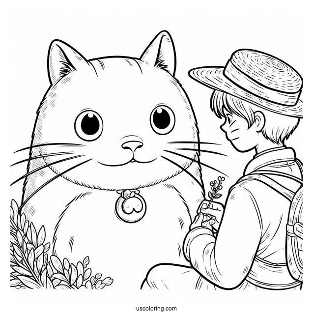 Studio Ghibli Coloring Page of The Cat Returns Haru And The Baron
