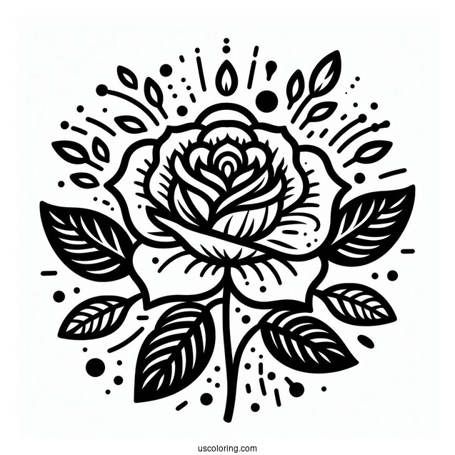 Floral Rose Design To Color