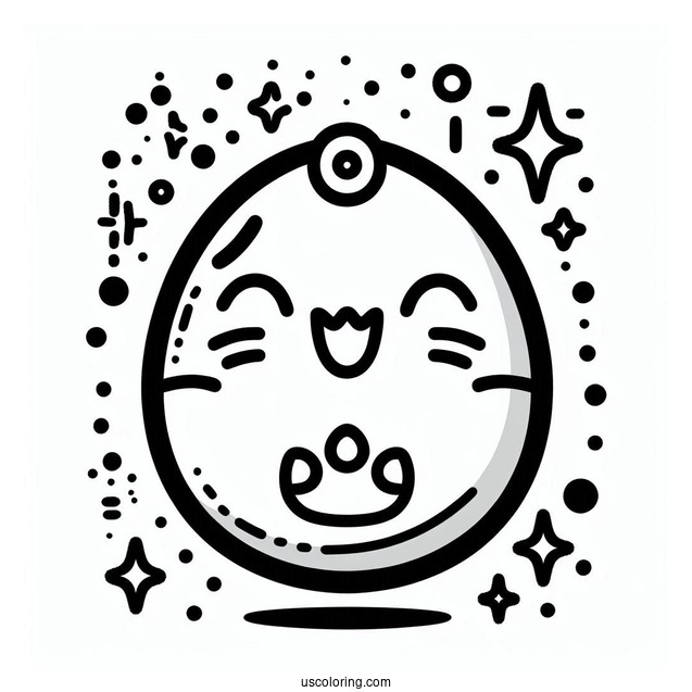 Tamagotchi Coloring Page Of Easy Kuchipatchi For Kids