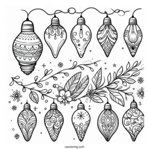 Simple To Color Christmas Light Bulbs