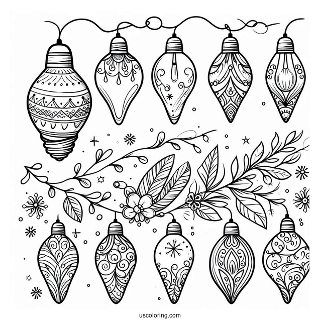 Simple To Color Christmas Light Bulbs