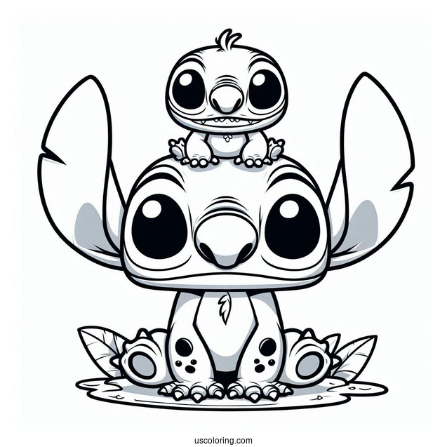 Funko Pop Stitch With Frog On Head To Color