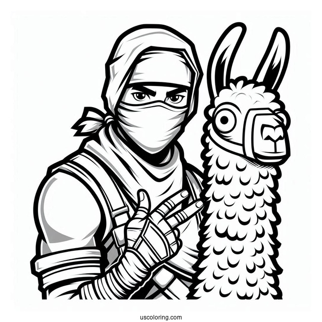 Fortnite Ninja With Llama Coloring In