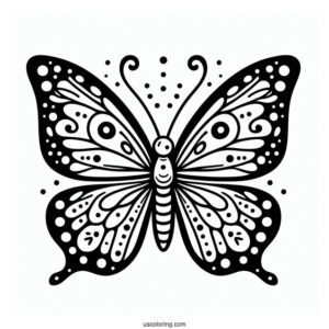 Easy Outline Of Butterfly With Spots On Wings
