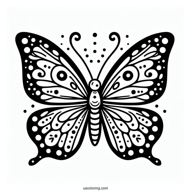 Easy Outline Of Butterfly With Spots On Wings