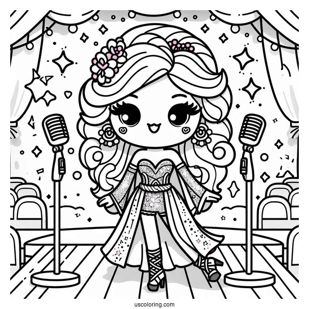 Sing Coloring Page Of Nana Noodleman In Diva Outfit On Stage