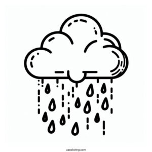 Easy Cloud With Rain Coloring Page