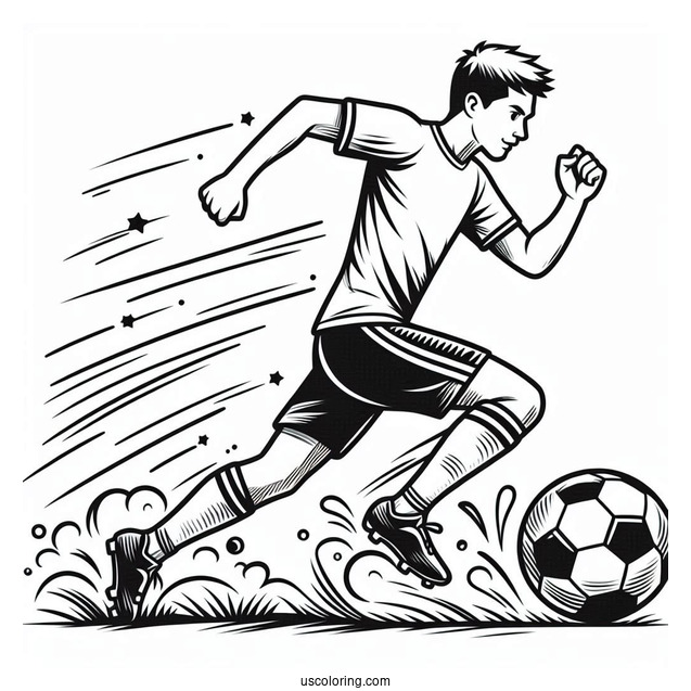 Soccer Coloring Page Running With Soccer Ball