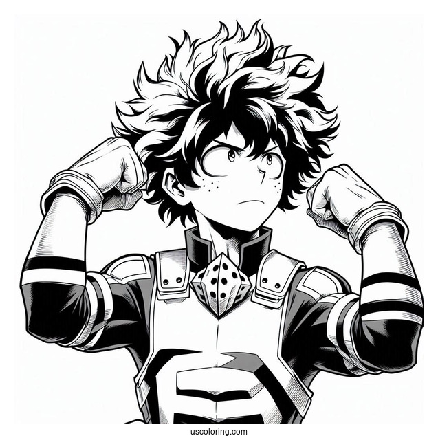 My Hero Academia Coloring Page Of Detaled Izuku Midoriya