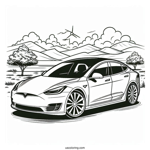 Coloring Page Of Tesla Model Y