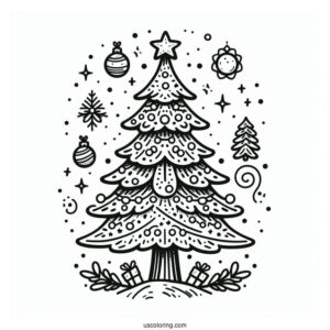 North Pole Christmas Tree Coloring Page