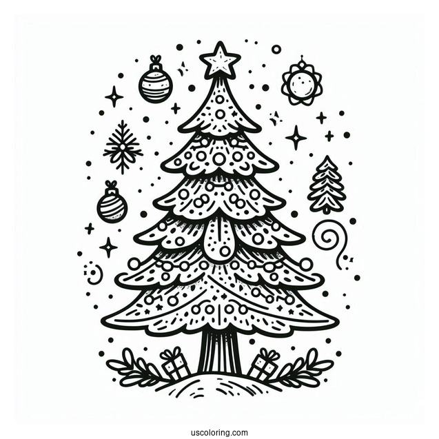 North Pole Christmas Tree Coloring Page