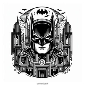 Batman Logo In Building Art Coloring