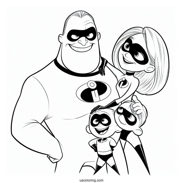 Pixar Coloring Page of The Incredibles With Syndrome And Frozone