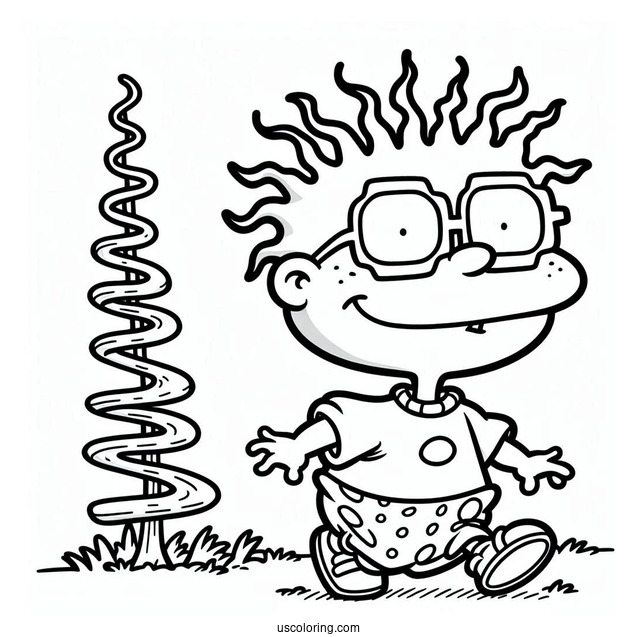 Rugrats Coloring Page Of Simple Stu Pickles Walking Outline