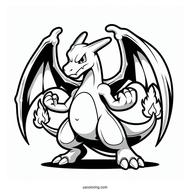 Mega Charizard X Coloring Page