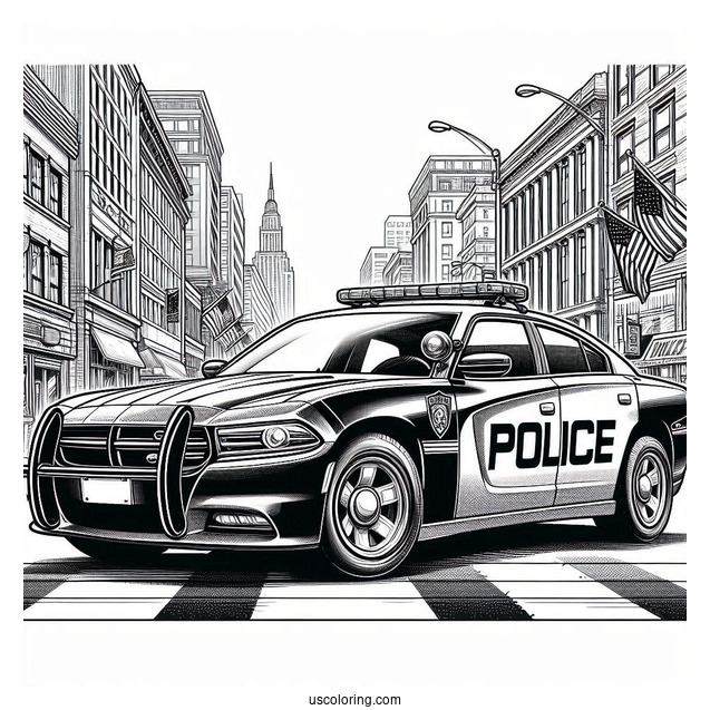 Dodge Charger Police Car On Street To Color