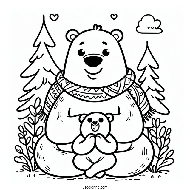 Bear Coloring Page Of Yogi With Boo Boo In The Forest