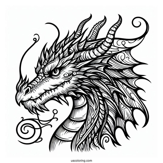 Detailed Dragon Face To Color