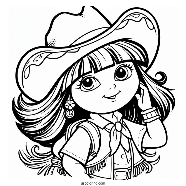 Dora The Explorer As a Cowgirl Coloring Page