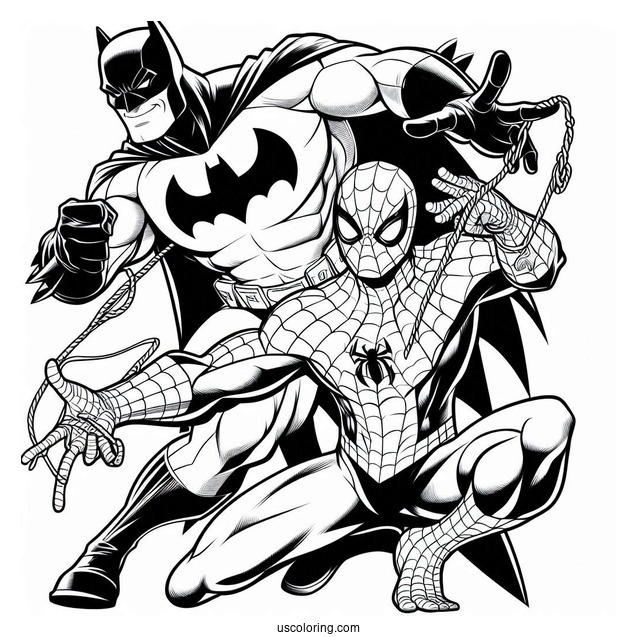 Batman And Spider-Man Coloring Sheet