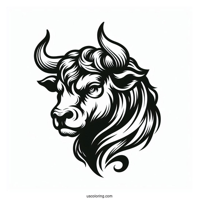 Head Of Angry Bull Coloring In