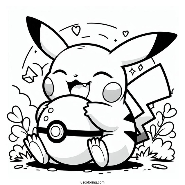 Coloring Page Of Pikachu Biting Pokeball